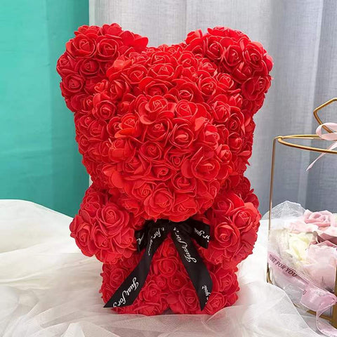 10 Inch Rose Bear - Luxurious Gift for Valentines Day, Anniversary and Birthday